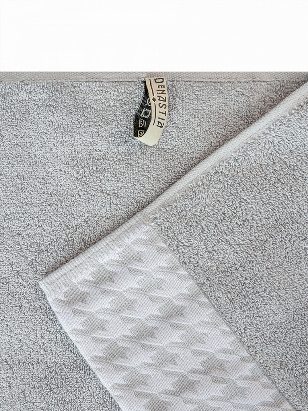 Набор полотенец махровых 2шт DeNASTIA Бордюр гусиная лапка 470gsm 35x70/50x90, 100% хлопок, серый