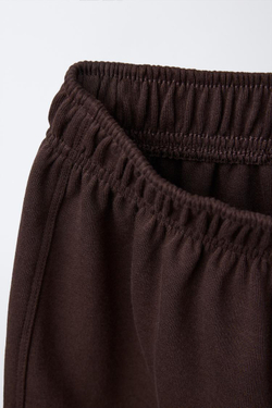 ZARA ОДНОТОННЫЕ БРЮКИ INTERLOCK, КОРИЧНЕВЫЙ