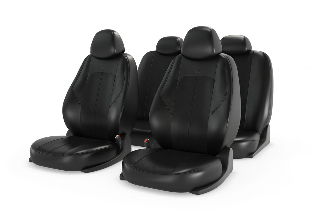 Чехлы на сидения CarFashion «RANGER LEATHER» 11213 - Экокожа -черный/черный перф/шов черный