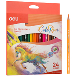 Карандаши цветные Deli "ColoRun", 24 цвета, дерево, картон