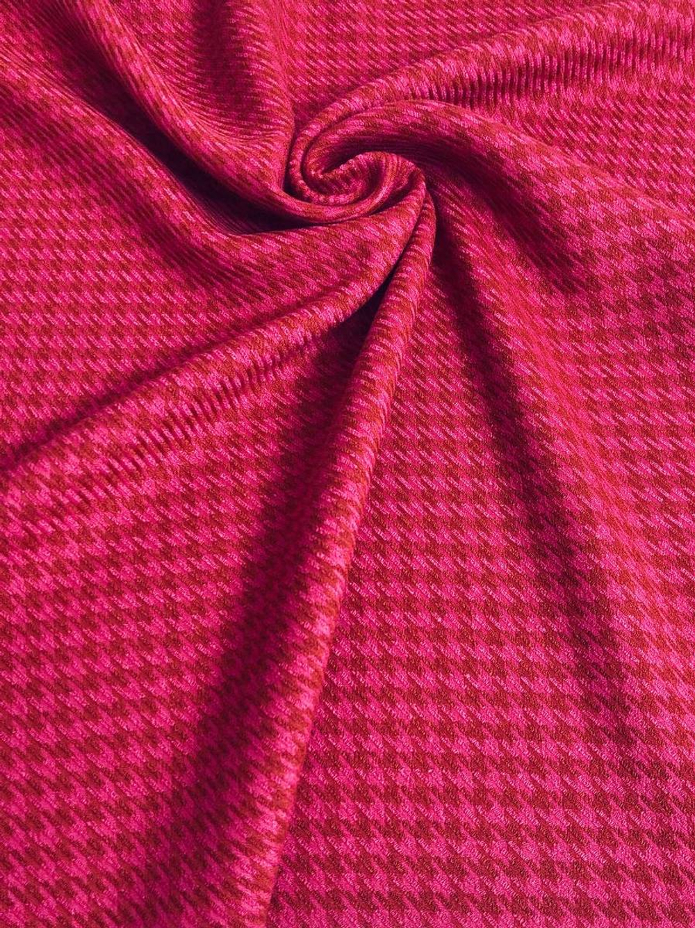 Костюмная жаккард, принт гусин. лапка, малинов/красный NB#151