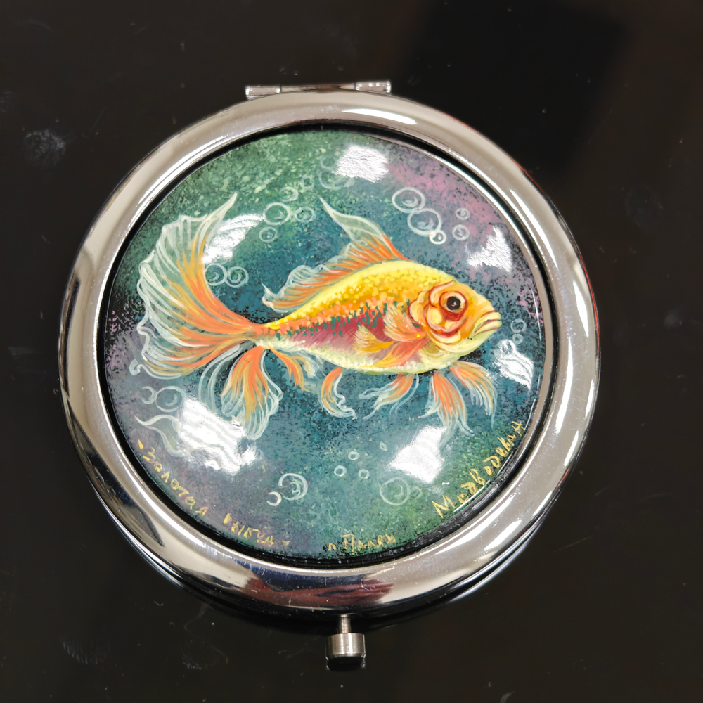 Двустороннее зеркало "Золотая рыбка" с ручной росписью