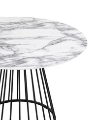 Стол Nels Ø110 см, белый мрамор, черная ножка