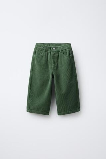 ZARA Х BENSIMON ® ВЕЛЬВЕТОВЫЕ БРЮКИ, ЗЕЛЕНЫЙ