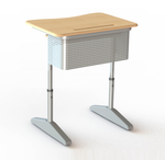 Парта одноместная Nova с перфорированным экраном и полкой, регулируемая