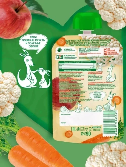 АМ-АМ пюре цветная капуста-морковь-яблоко, пауч, 90г