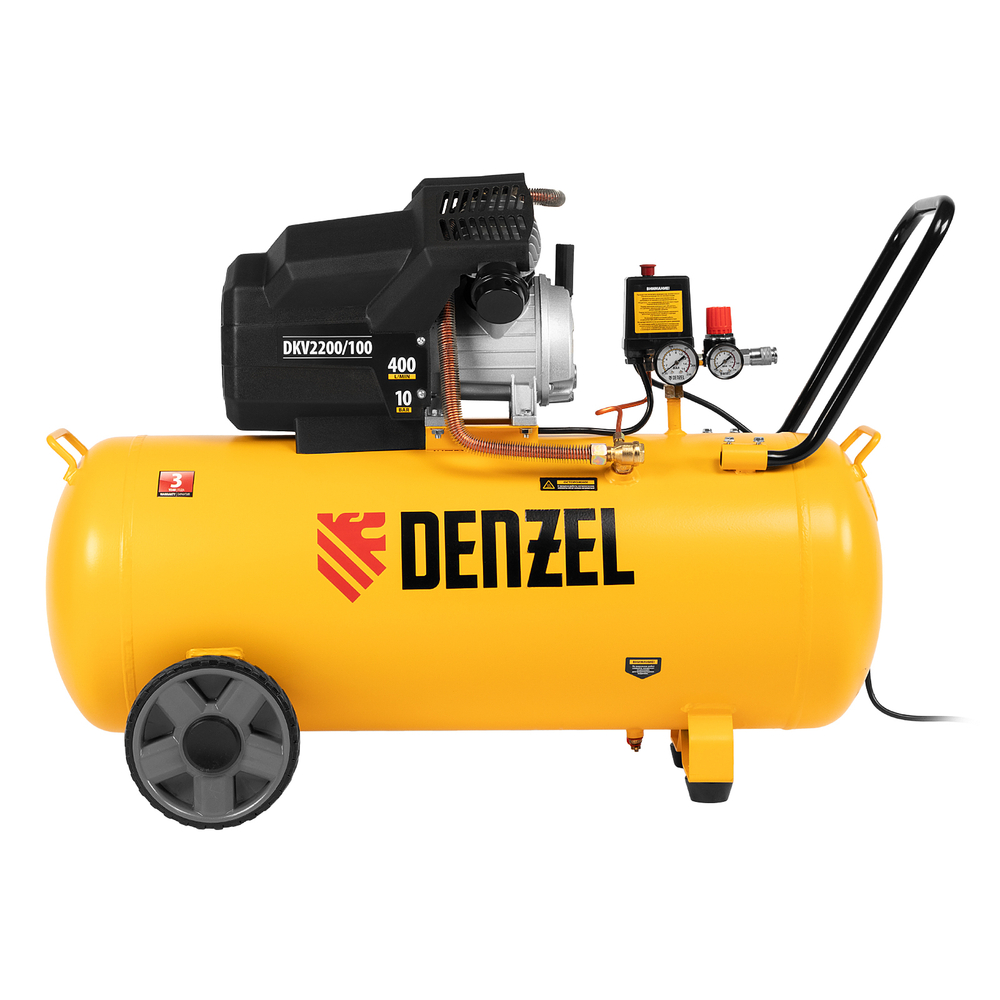 Компрессор воздушный DKV2200/100,Х-PRO 2.2 кВт, 400 л/мин, 100л// Denzel