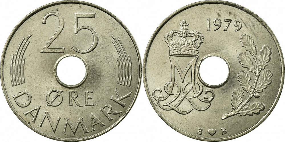 Дания 25 эре, 1973-1988 Королева Маргрете II XF