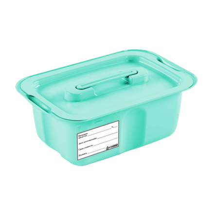 Емкость-контейнер полим. для дезинф. и предстерилиз. обраб. мед.инстр. ЕДПО-3 бирюзовый