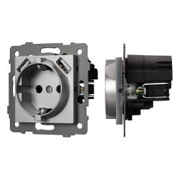 Механизм розетки с USB зарядкой SCT-MUAA-PL-GR-V (250V, 16A) (Arlight, -) 049820