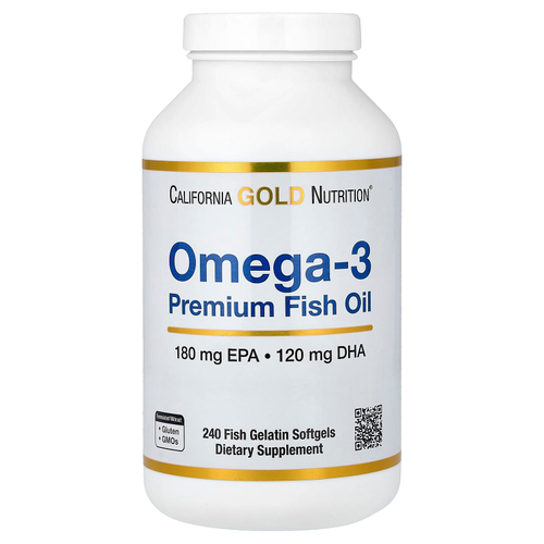 California Gold Nutrition, омега-3, рыбий жир премиального качества, 240 капсул из рыбьего желатина