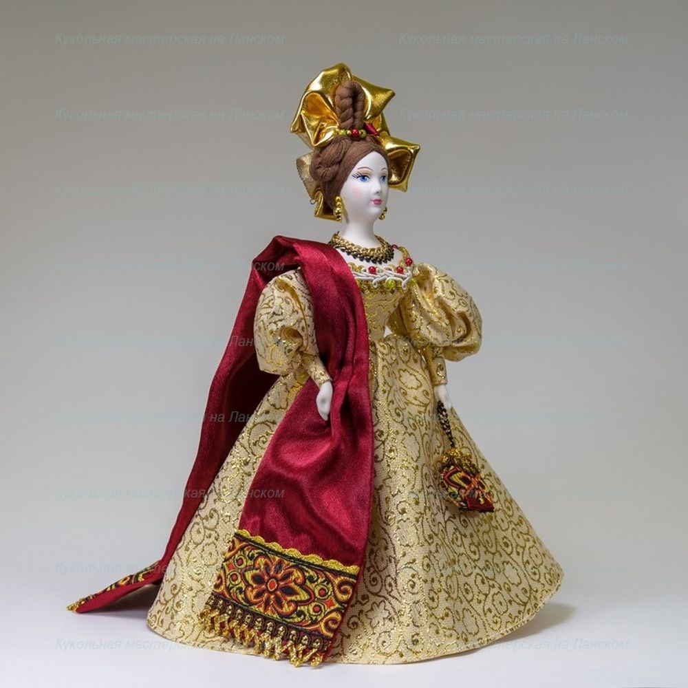 Сувенирная кукла в визитном платье с шарфом