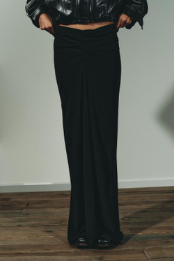 ZARA ДЛИННАЯ ЮБКА СО СБОРКАМИ, ЧЕРНЫЙ