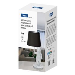 UML-B465 E14 WHITE-BLACK Светильник настольный декоративный Кот. под лампу Е14. 40W. Механический выключатель. Белый-черный. ТМ Uniel