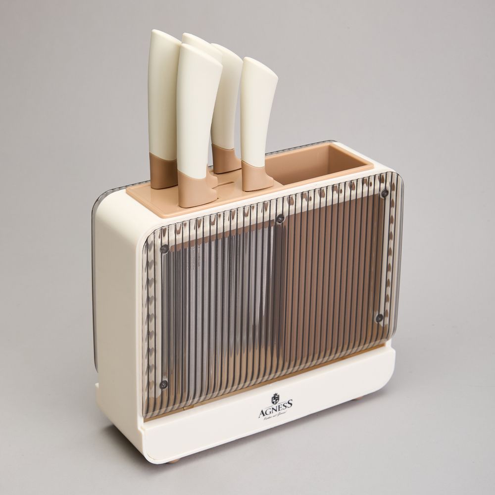 НАБОР НОЖЕЙ AGNESS НА ПЛАСТИКОВОЙ ПОДСТАВКЕ, 6 ПРЕДМЕТОВ