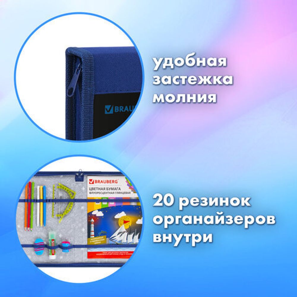 Папка на молнии BRAUBERG А4 с ручкой, с органайзером, 1 отделение, "Super car", 272219