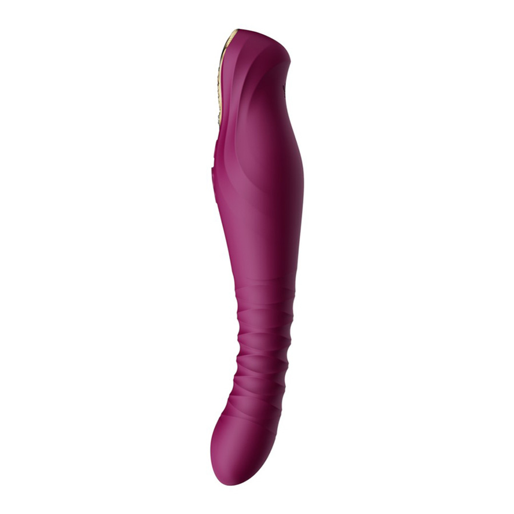 Фиолетовый вибратор 30,2см с поступательными движениями Zalo King Vibrating Thruster Velvet Purple