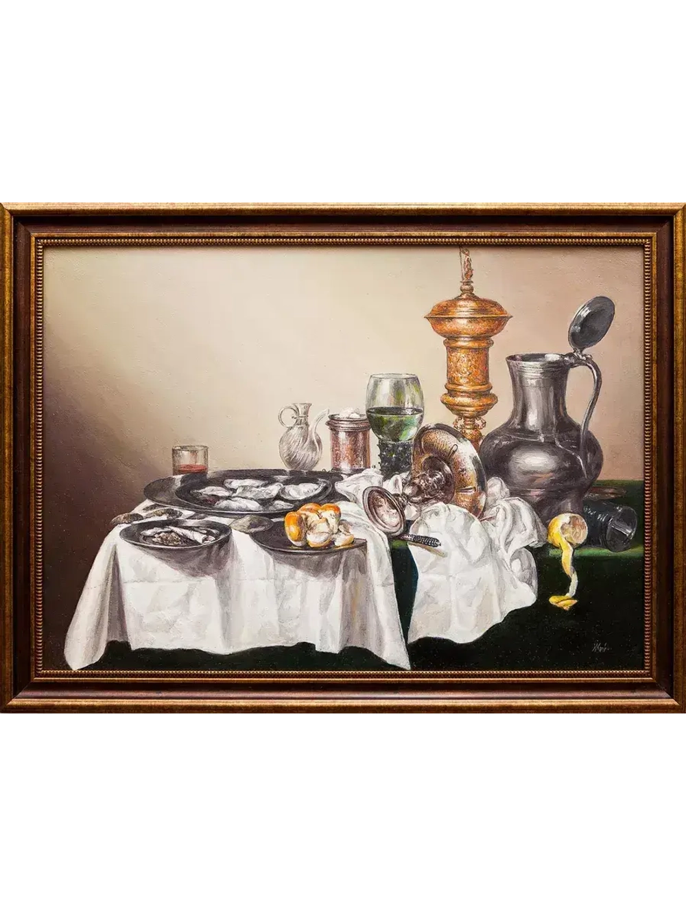 Картина маслом "Натюрморт с позолоченным кубком". Копия Хеда. Жебровский