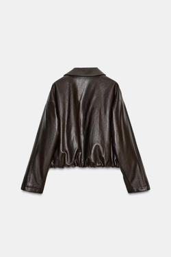 ZARA БОМБЕР ИЗ ИСКУССТВЕННОЙ КОЖИ, ТЕМНО-КОРИЧНЕВЫЙ