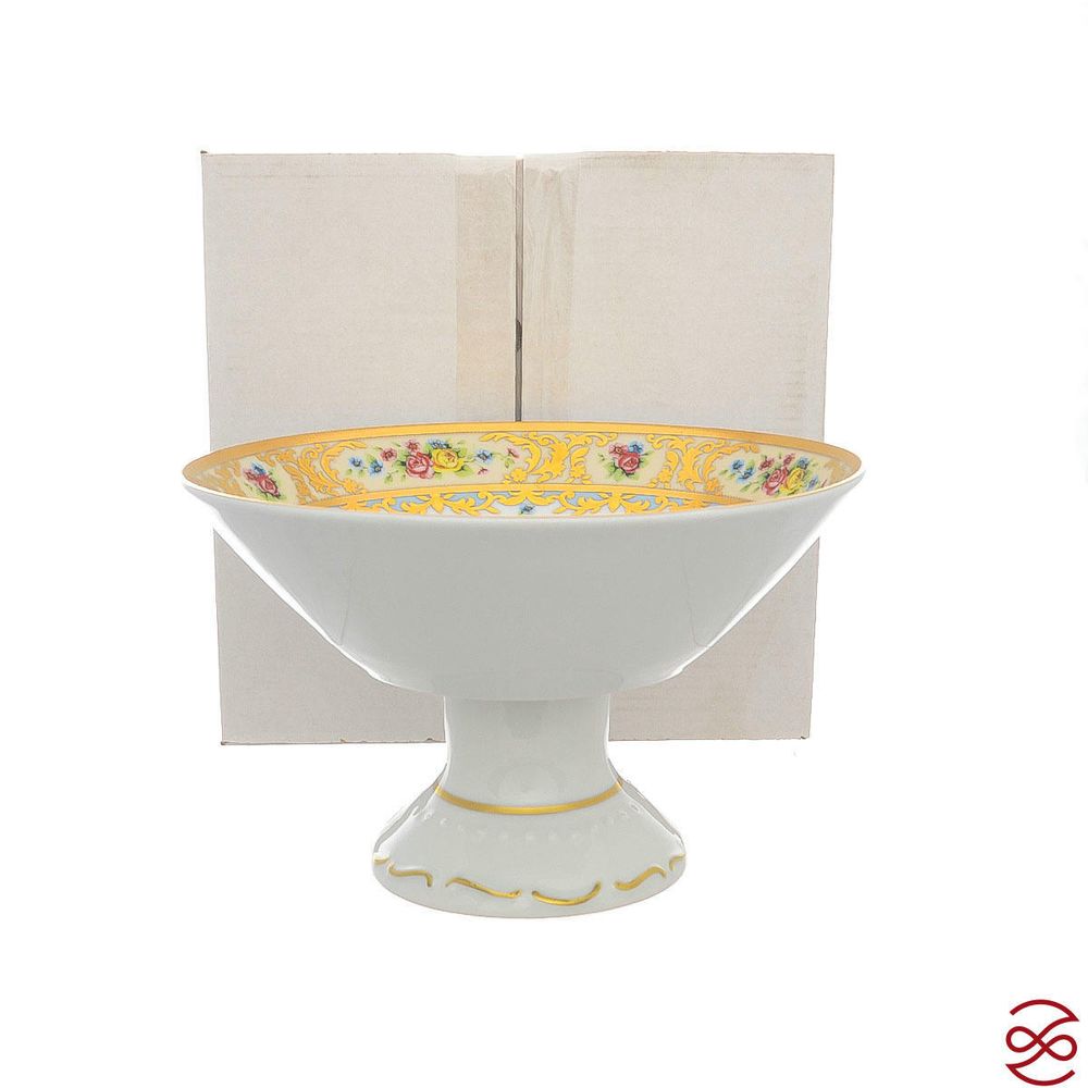 Фруктовница на ножке Falkenporzellan Vienna Creme Gold 24 см