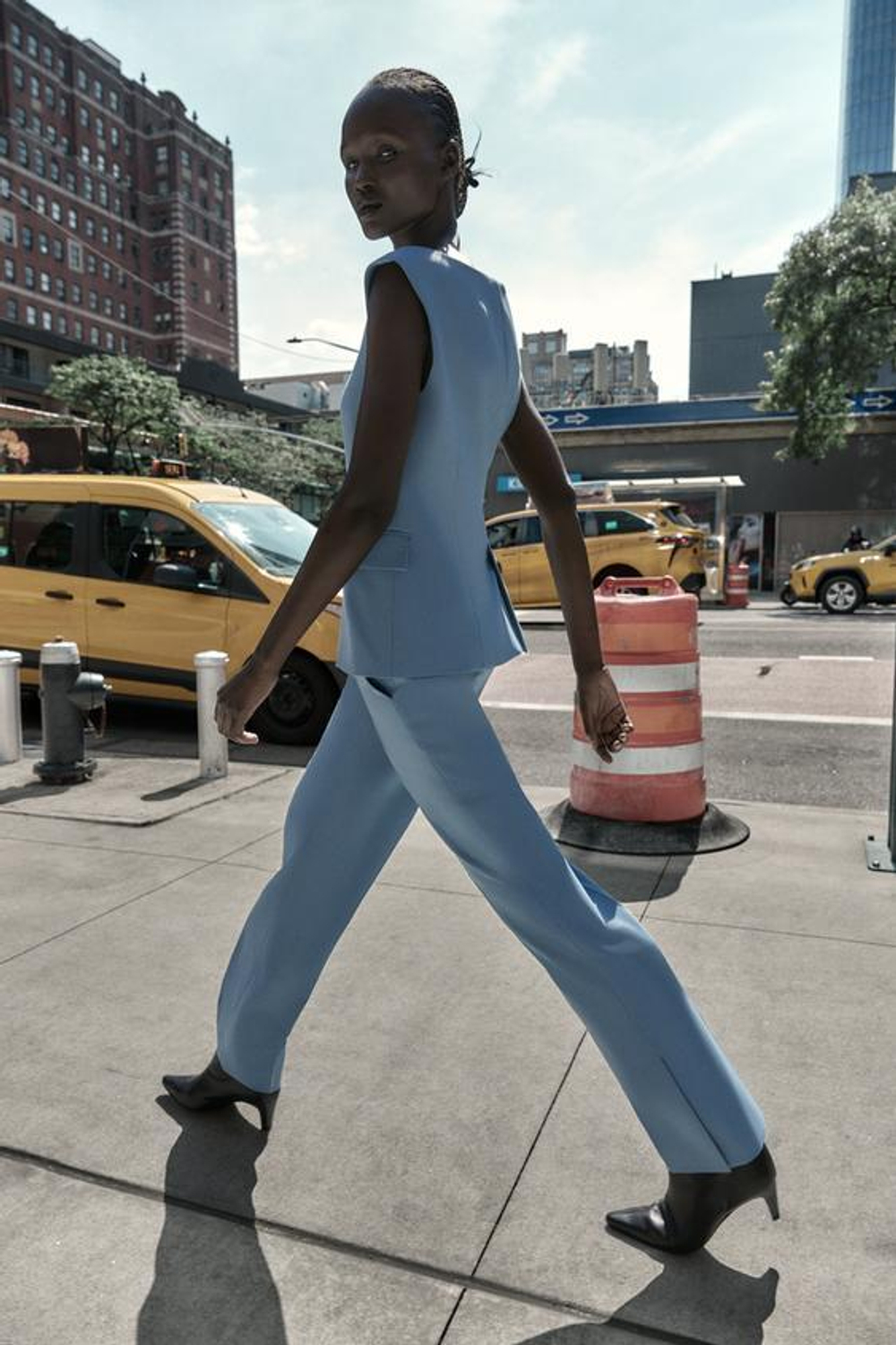 ZARA БРЮКИ FLARE С БОКОВЫМИ РАЗРЕЗАМИ, СИНИЙ