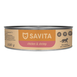 Savita 100 г - консервы для кошек и котят с цыплёнком и креветками
