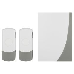 Звонок дверной ЭРА C91-2 беспроводной две кнопки белый с серым 2 мелодии | Электрозвонки беспроводные