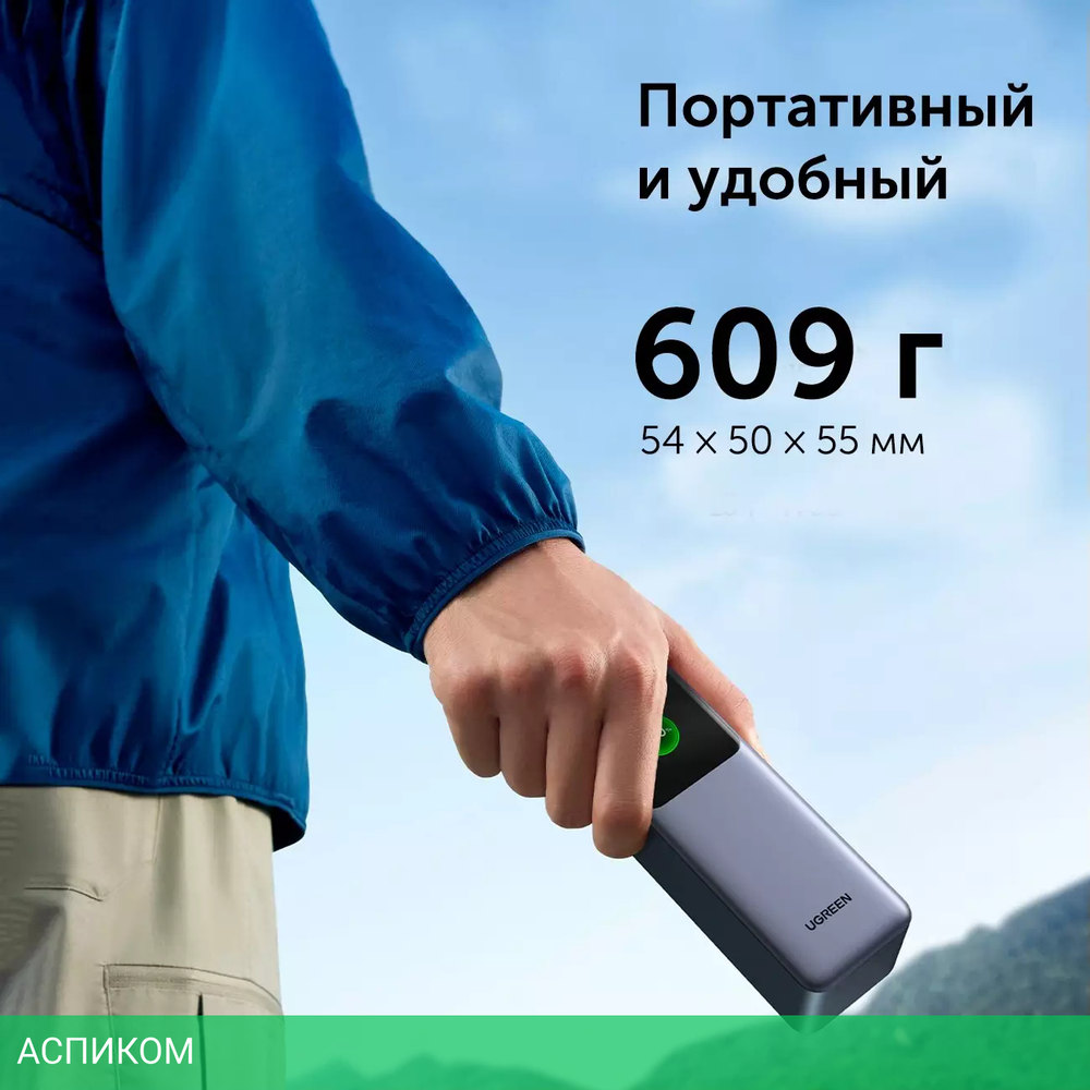 Портативное зарядное устройство Ugreen PB722 Space Gray (35525B)
