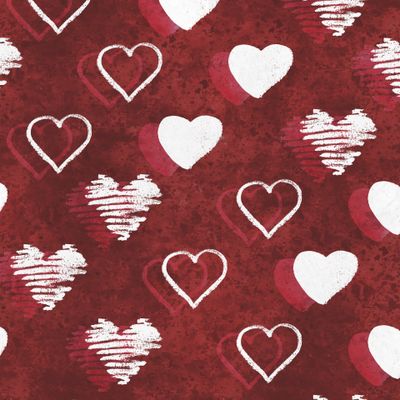 Белые сердечки на красном