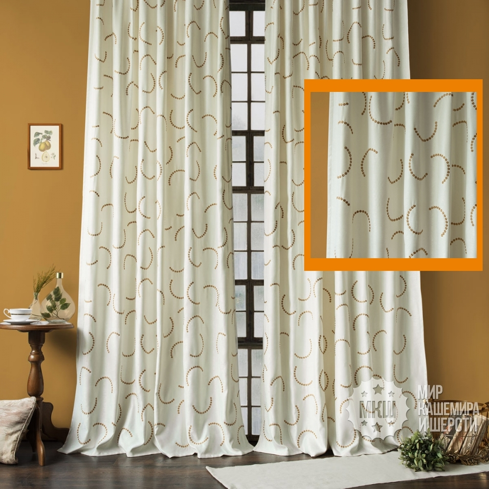 Комплект шторы и покрывало ДЖЖИМ (арт. BL10-290-01) - (145х270)х2 см., покрывало 230х250 см. - молочный