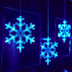 ULD-E1503-072-DTA BLUE IP20 SNOWFLAKES-3 Занавес фигурный светодиодный. 1.5х0.3м. 72 светодиода. Синий свет. Провод прозрачный. TM Uniel