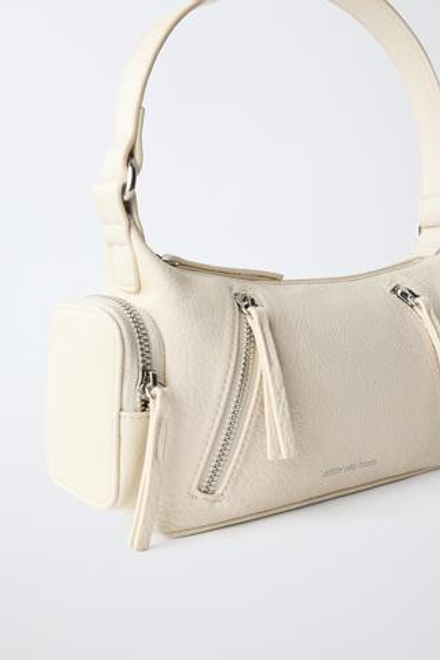 ZARA СУМКА НА МОЛНИИ, ЭКРЮ