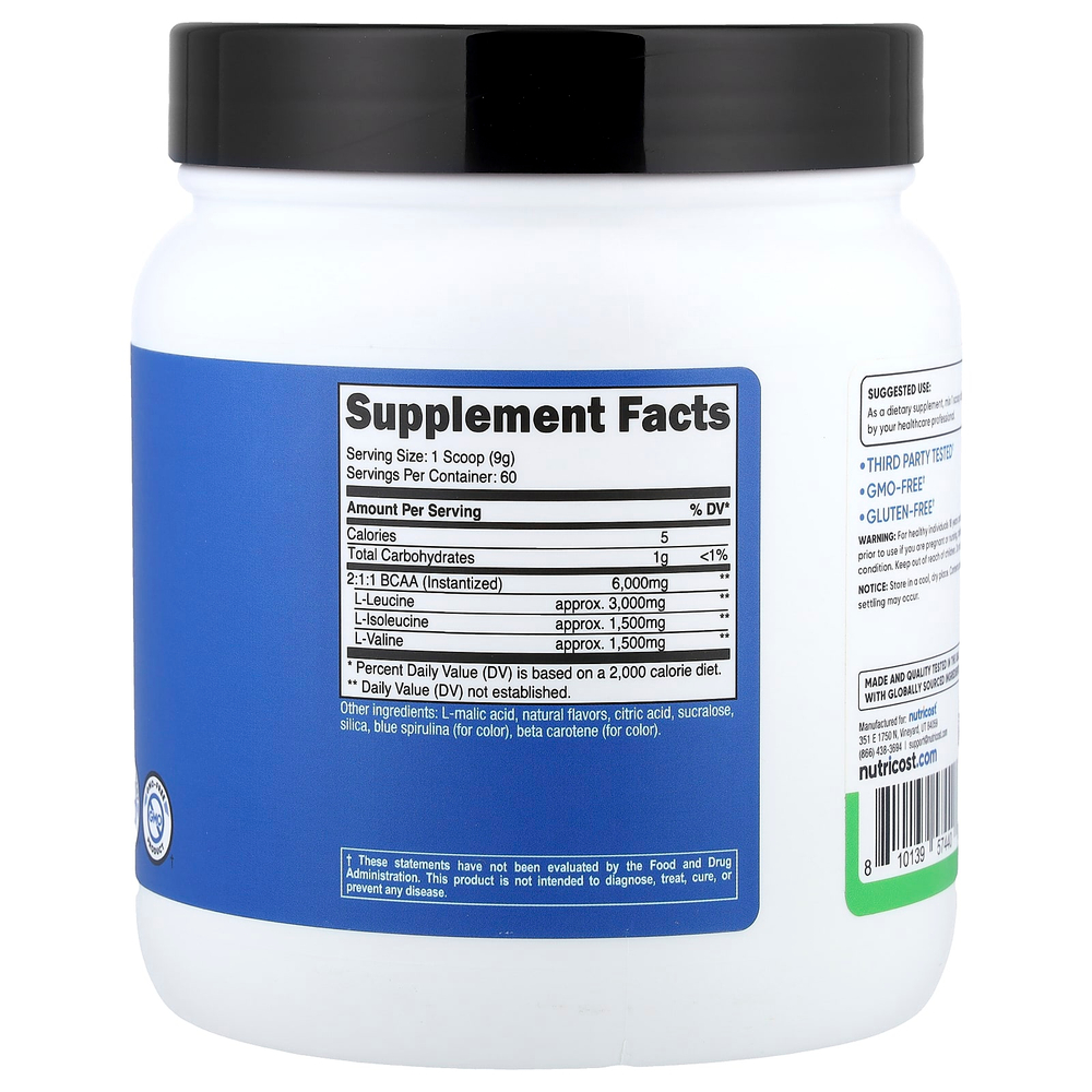 Nutricost, Performance, BCAA, со вкусом зеленого яблока, 540 г (1,2 фунта)