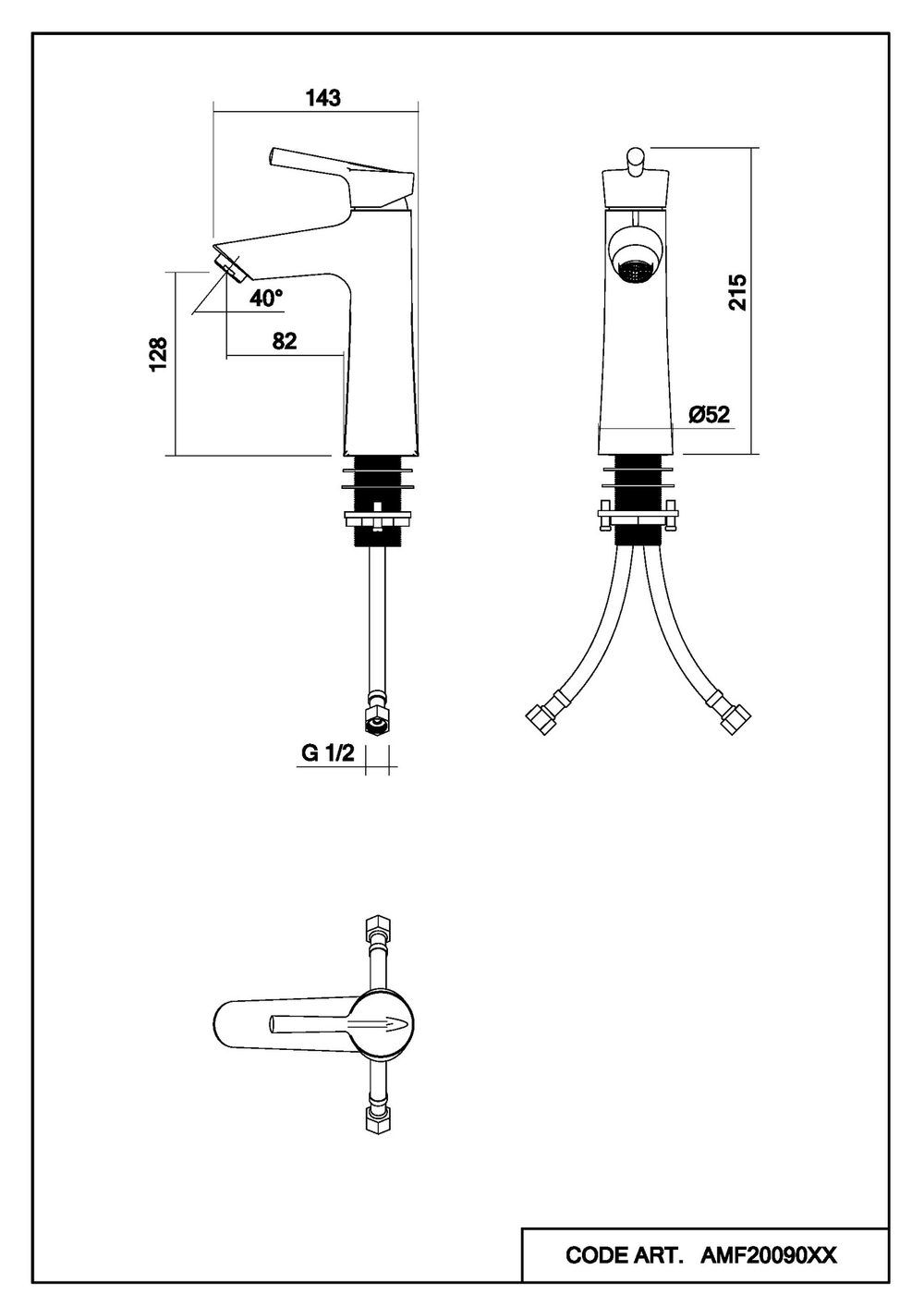 Смеситель для раковины Abelsberg Solida AMF20090MB, вулканический черный