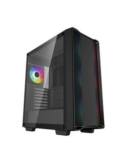 Deepcool CC560 ARGB V2 без БП, боковое окно (закаленное стекло), 3x120мм ARGB LED вентилятор спереди и 1x120мм ARGB LED вентилятор сзади, черный, ATX