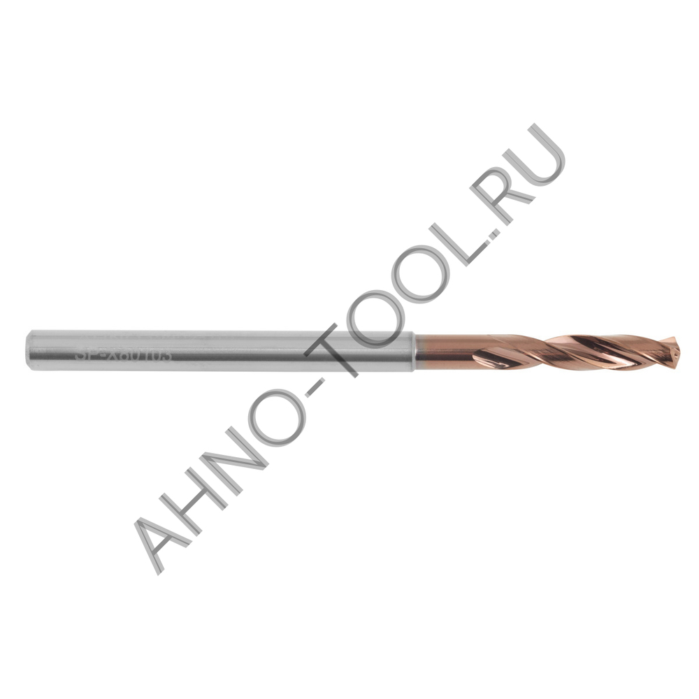 Сверло  3.3мм  твердосплавное 3D с подводом СОЖ. SP-X801030330 VHM AHNO по стали, чугуну, нерж. и жа