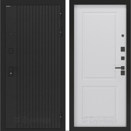 Входная металлическая дверь Бункер HIT Хит B-06 черный кварц / ФЛ-609 Белый софт