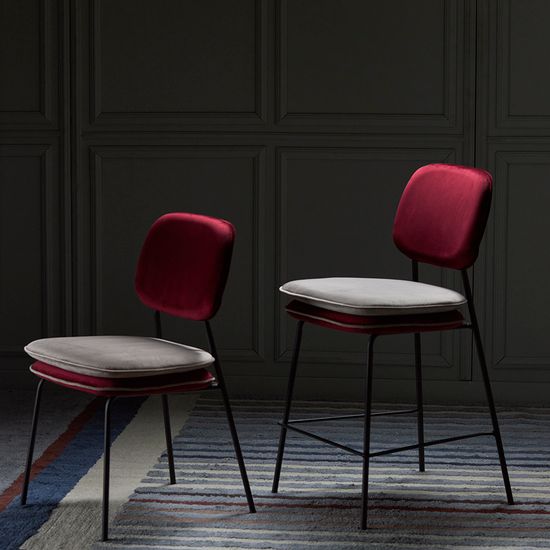 Стул pea, велюр, бордовый/бежевый