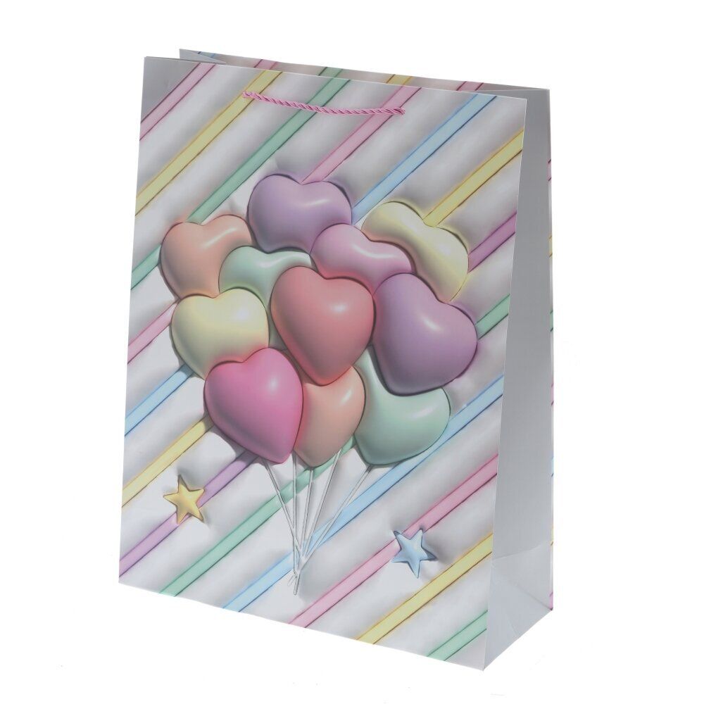 GAEM Пакет подарочный L (бумага 210г/м2, блок микс 12шт), L31 W12 H40 см, 4в.