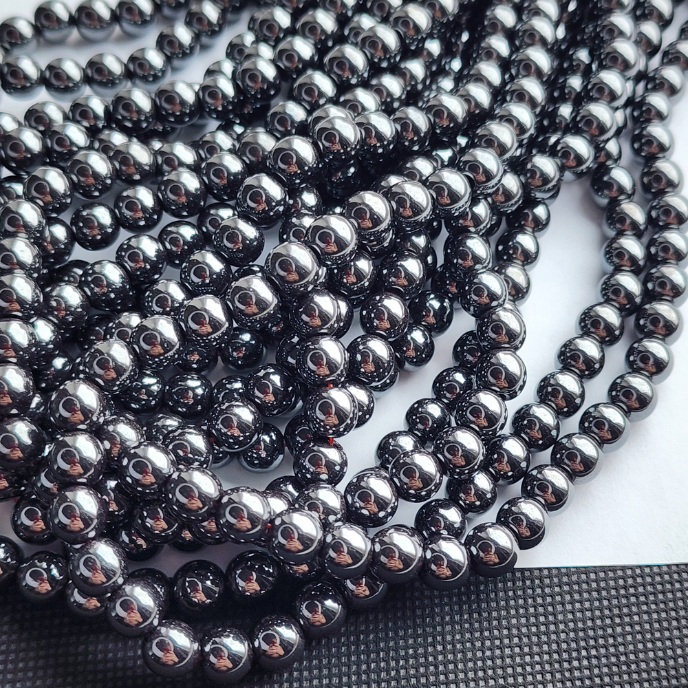 Гематит, гематин (геметин), бусины гладкий шар, 8мм