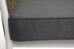 "Касабланка" диван 3-местный плетеный из роупа, каркас алюминий светло-серый (RAL7035) муар, роуп серо-коричневый 23мм, ткань серая 017