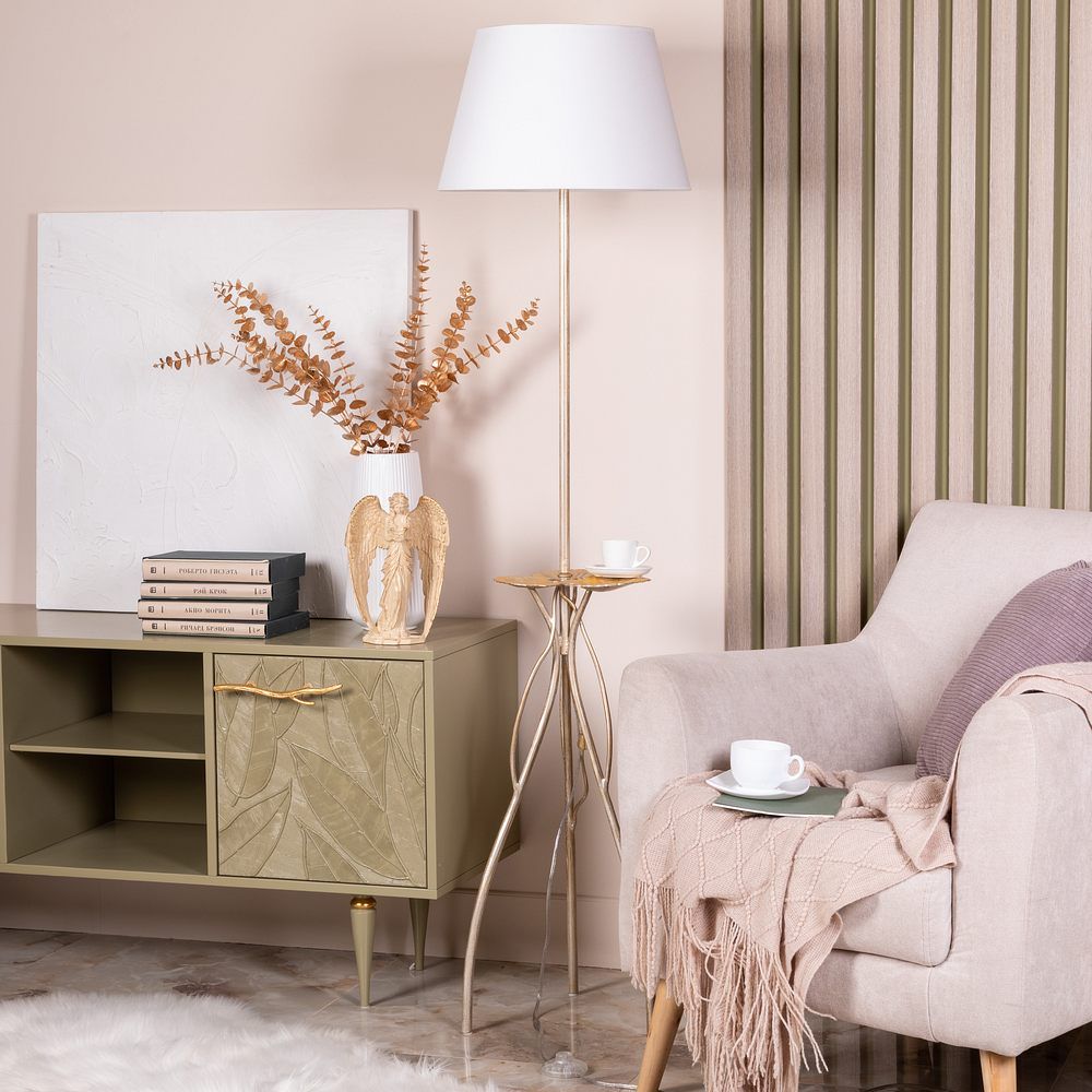 Светильник напольный торшер Нимфея с абажуром Сити-2 Белый