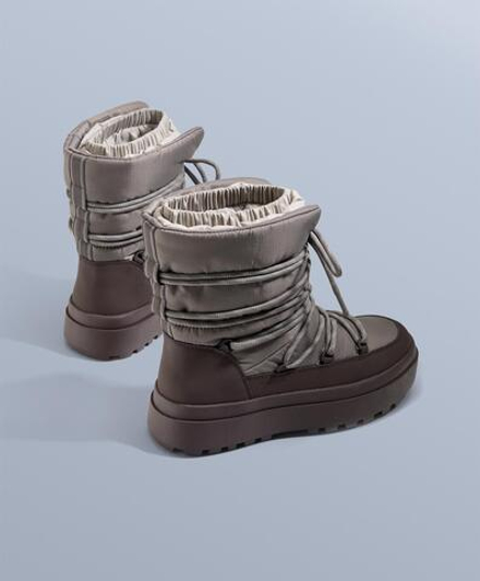 OYSHO Комбинированные ботинки на шнуровке, коричневый