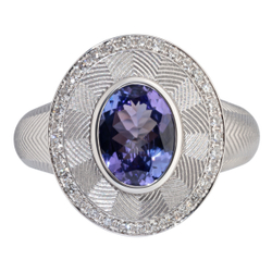 Кольцо с Танзанитом и Бриллиантами, R0084-0/53