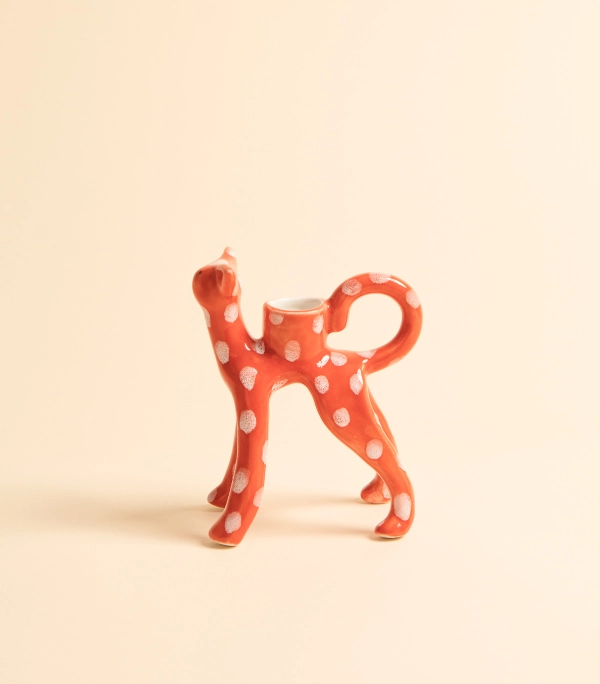 Подсвечник - Котик красный в белый горошек | laski_v_glazki