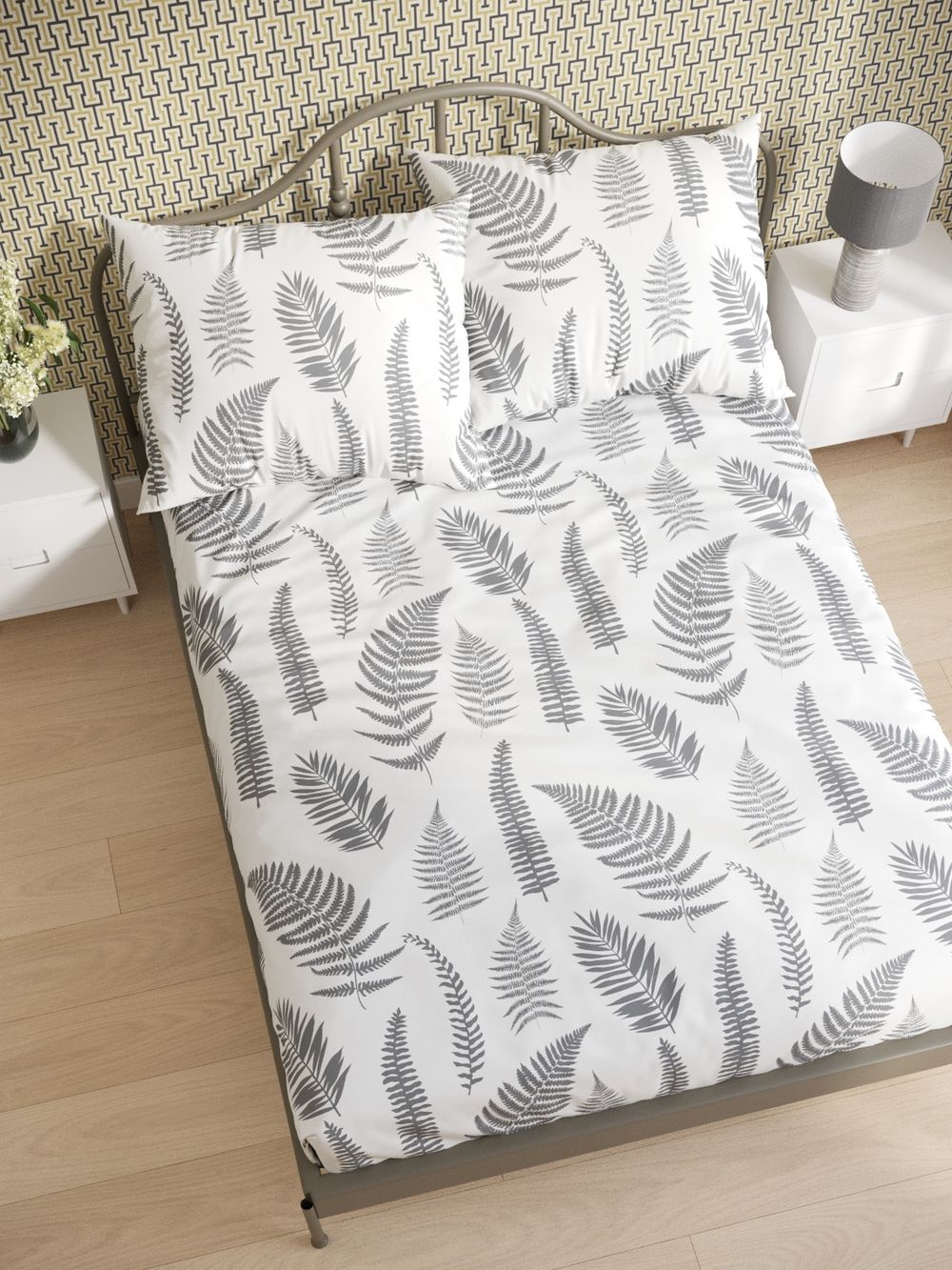 Постельное белье Сказка "Папортник/Папортник (компаньон)" семейное   наволочки 50х70 2шт Простынь на резинке 160х200 см  Пододеяльник 145х215 см(2шт)