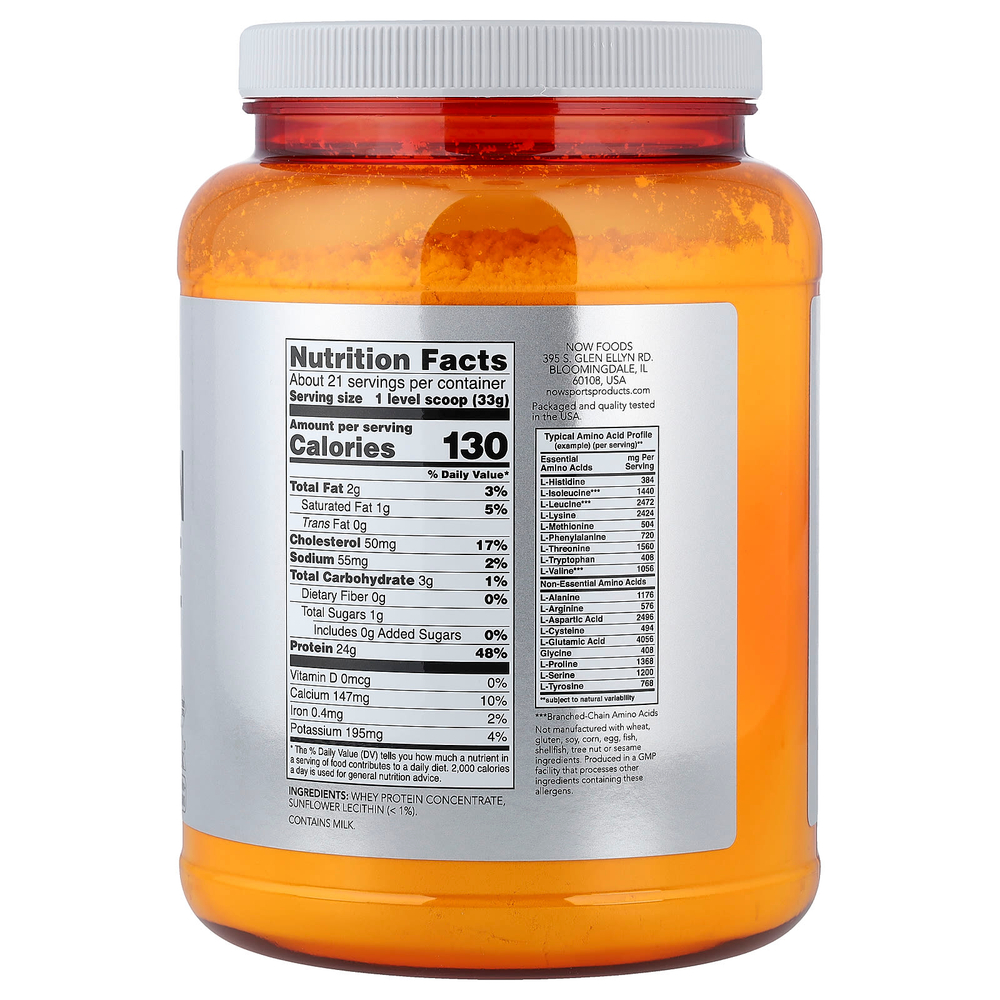 NOW Foods, Sports, концентрат сывороточного протеина, без добавок, 680 г (1,5 фунта)