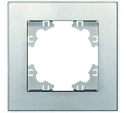Рамка одноместная горизонтальная "UNIVersal" серия "Афина" серебро (еврослот) (HU2311)