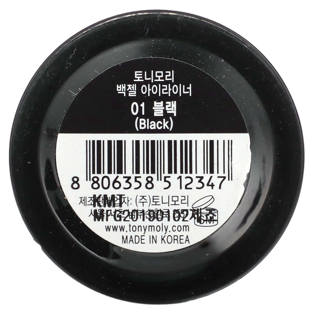 TonyMoly, Гелевая подводка для глаз Back, 01 черная`` 4 г
