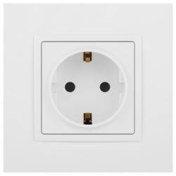Розетка ЭРА Elegance 14-2101-01М с заземлением 2P+E Schuko 16А-250В белый матовый